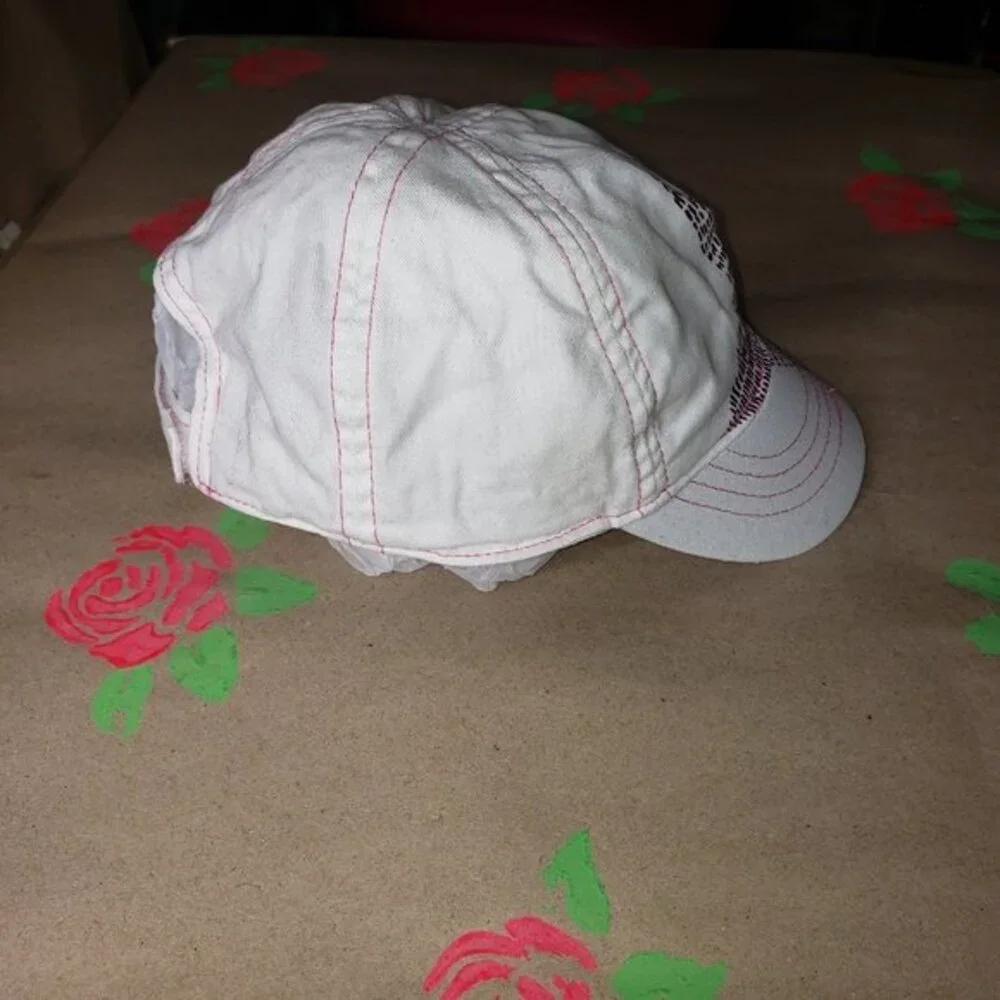 American Girl White Cotton Baseball Hat with Pink Shining Star